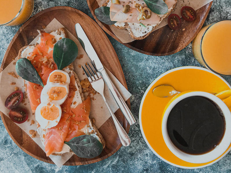 photo of breakfast with salmon toast